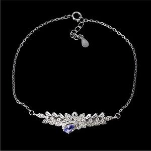 Elegant 925 Sterling Silver Bracelet .21ct Natural Tanzanite with zircon 7.5in